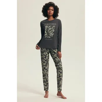 Dámské pyžamo Henderson pyžamo dámské Danna 43685 - grafit, XL (Bavlněné dámské pyžamo s dlouhým rukávem)