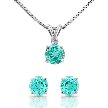 Souprava šperků Sada šperků s kulatým lab-grown paraiba turmalínem Alandra