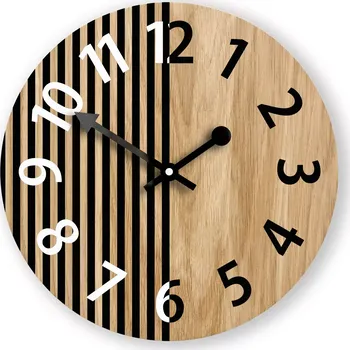 Hodiny Dřevěné nástěnné hodiny Nepal 33 cm dub přírodní/černé