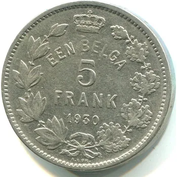 BELGIE. 5 francs 1930. BELGEN.
