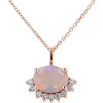 Přívěsek Half halo přívěsek s oválným opálem a diamanty Reverie