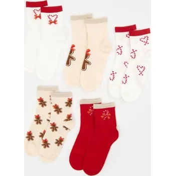 Dívčí spodní prádlo Sinsay - 5 balení ponožek s vánočním motivem - vícebarevná - 252GS-MLC - 252GS-MLC-R34