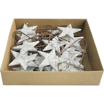 Vánoční dekorace Hvězda březová kůra na drátku - 4 cm, sada 24 ks