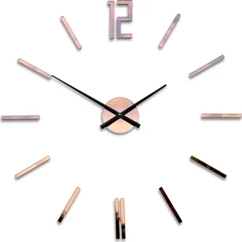 Hodiny Nástěnné samolepící hodiny Carlo 75 cm hnědé