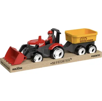 autíčko Igráček ECO MultiGO® Červený traktor Zetor s radlicí, vlekem a Igráčkem