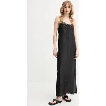 Dámské šaty Hedvábné šaty MM6 Maison Margiela černá barva, maxi, S52CT0785.M35244 99X, vel. M