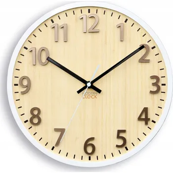 Hodiny Bambusové nástěnné hodiny Karina 30 cm hnědé/bílé