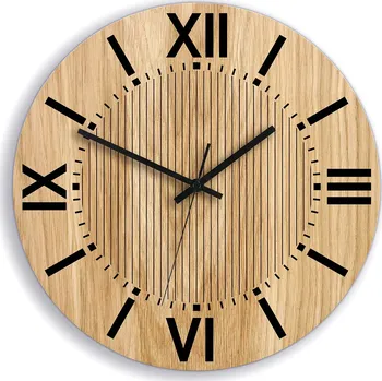 Hodiny Dřevěné nástěnné hodiny Santiago 33 cm dub přírodní/černé