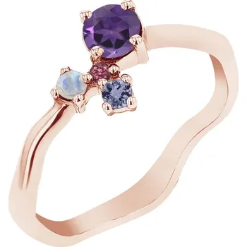 Prsten Fialový cluster prsten s ametystem a drahokamy Roche