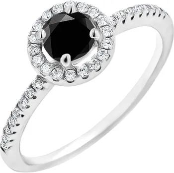 Prsten Halo prsten s černým moissanitem a lab-grown diamanty Kerau