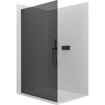 Cerano Sprchová zástěna Walk-in Crystal L/P, 8 mm, bezvzpěrový systém, černá matná, grafitové sklo, 150x200 cm, CER-8050BD6817