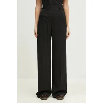 Dámské kalhoty Kalhoty s příměsí vlny MM6 Maison Margiela dámské, černá barva, jednoduché, high waist, S52KA0516 99X, vel. M