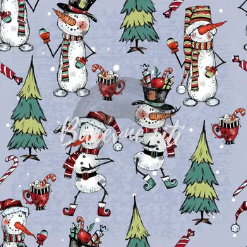 Metráž úplet Vánoční sněhuláci 180 cm