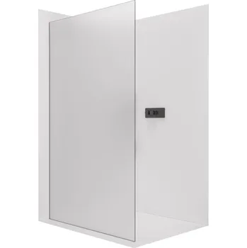 Cerano Sprchová zástěna Walk-in Crystal L/P, 8 mm, bezvzpěrový systém, černá matná, mléčné sklo, 140x200 cm, CER-8050BD6732