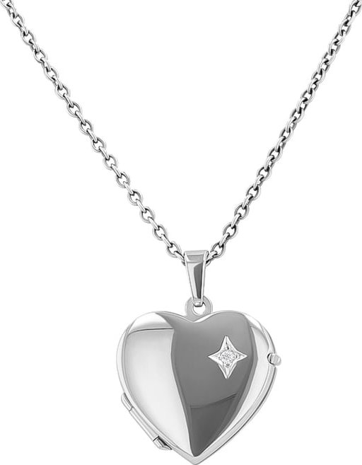 Srdíčkový medailon ze stříbra s diamantem Naila