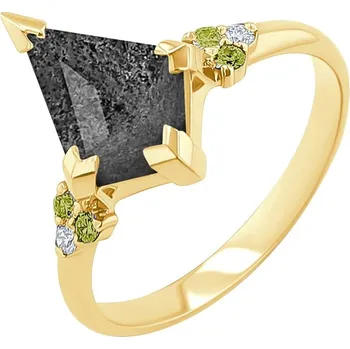 Prsten Neobyčejný prsten s dendritickým quartzem a olivínem Kettil