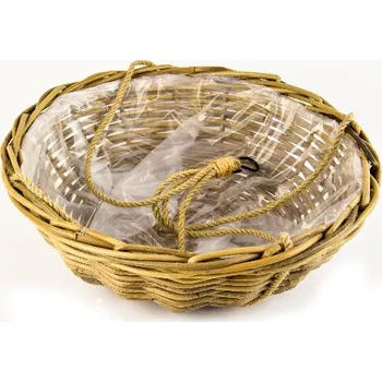 Květináč Koš závěsný|obal na květináč s lanem, s igelit. výplní, pr.41x12cm, šedá|Ego Dekor Indonesian Ratan