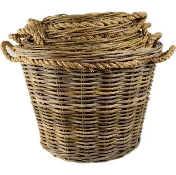 Bytová dekorace Koš s provaz. uchem, igelit, 59x43x57|54x41x52|46x38x45|40x35x39|35x29x34|Ego Dekor Indonesian Ratan