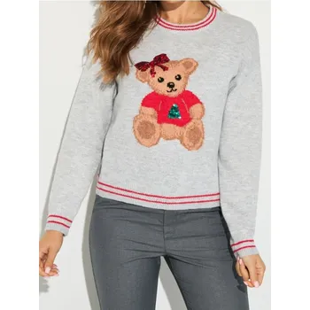 Dámský svetr Sinsay - Vánoční svetr s medvědem s příměsí vlny - šedá - 375FJ-09M - 375FJ-09M-S