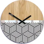 Dřevěné nástěnné hodiny Echo 33 cm dub přírodní/černé