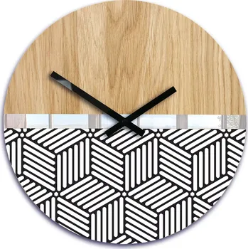 Hodiny Dřevěné nástěnné hodiny Echo 33 cm dub přírodní/černé