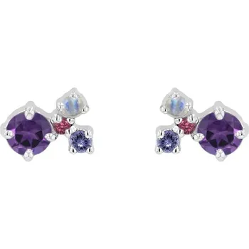 Šperk Stříbrné cluster náušnice s ametysty a drahokamy Kerrie