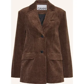 Dámské sako Ganni Dámský Dlouhý Blejzr Z Manšestru, tmavě hnědá, 36