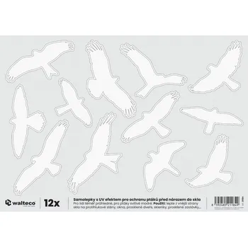 Walteco UV samolepky na sklo, dravci, 250x350 mm, samolepka, 12 ks