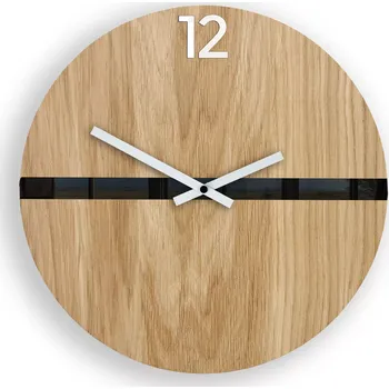 Hodiny Dřevěné nástěnné hodiny Ramzes 33 cm dub přírodní/černé