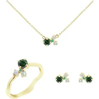 Souprava šperků Cluster sada šperků se zelenými diamanty a drahokamy Halli
