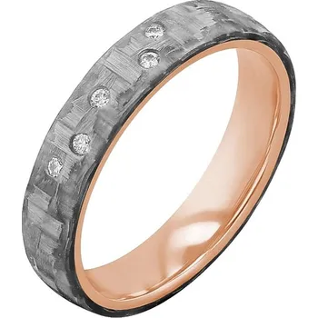 Prsten Mírně zaoblený snubní prsten z karbonu a zlata s diamantem Otis
