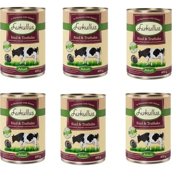 Krmivo pro psa Lukullus hovězí a krůta 400 g konzerva: 6 ks