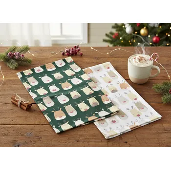 Utěrka Set 2 ks kuchyňských utěrek | REINDEER | vánoční s potiskem sobů | 2*45x65 cm | 870540 Cena za 2 kusy v balení