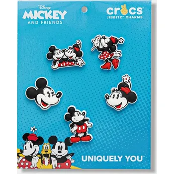 Chlapecké sandály Připínačky na dětské boty Crocs Mickey and Minnie PVC 5Pck 5-pack 10015116.Mickey.and.Min červená 33B, vel. ONE SIZE