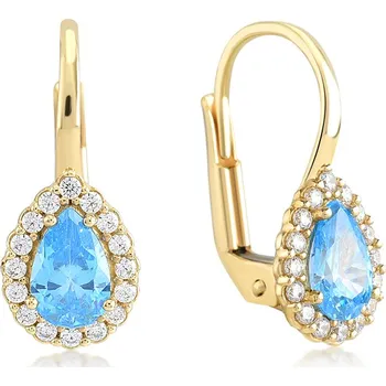 Náušnice Lillian Vassago Zlaté patentové náušnice s barevnými a čirými zirkony LLV11-SGER001YDTP