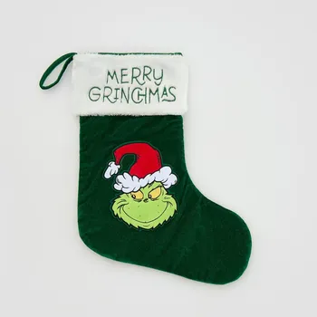 Reserved - Vánoční ponožky s&nbsp;aplikací Grinch - tmavě zelená - 787HE-79X - 787HE-79X-ONE