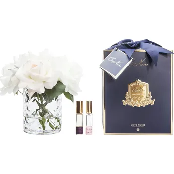 Aroma difuzér Côte Noire Herringbone kytice 5 parfémovaných růží Blush & White Roses