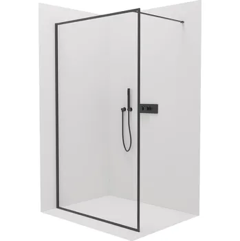 Cerano Sprchová zástěna Walk-in Moreli L/P, 8 mm, černá matná, transparentní sklo, 110x200 cm, CER-417617