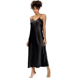 DKaren Dlouhá saténová košilka Iga černá Velikost: M