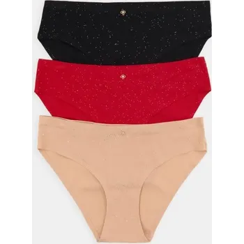 Dámská móda Sinsay - Sada 3 kusů kalhotek z žebrovaného úpletu - vícebarevná - 014GU-MLC - 014GU-MLC-M