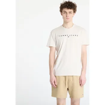 Pánské tričko Tričko Tommy Jeans Regular Linear Logo Tee Beige M