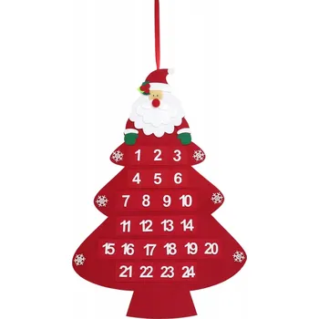 Vánoční dekorace Adventní Kalendář Plstěný s 24 Kapsami - Vánoční Stromek Mikuláš