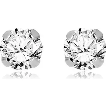 Náušnice Náušnice z bílého 14K zlata - třpytivý zirkon upevněný čtyřmi tyčinkami, 5 mm