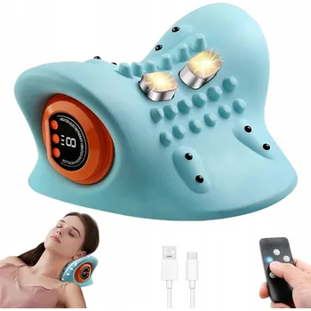 Masážní přístroj MASÁŽNÍ PŘÍSTROJ NA KRK EMS, 6 ÚROVNÍ VÝKONU, 3 TEPLOTY NAHŘÍVÁNÍ, 1500MAH, MODRÝ
