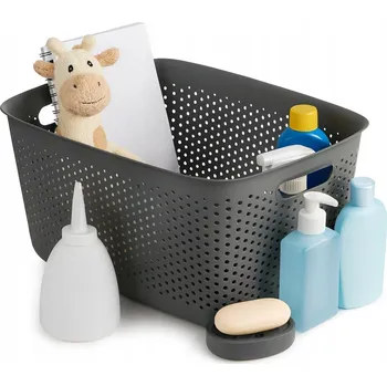 Úložný box Košík DIUNA 17l šedý organizér na školní, koupelnové a kuchyňské potřeby