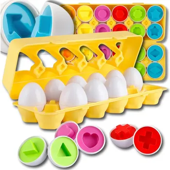 Hračka pro nejmenší RAZÍTKA NA VEJCE Barevná Razítka TVARY Spojování Půlek 12 Vajec v Proložce