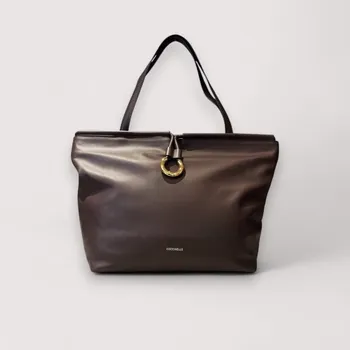 Kabelka Coccinelle Lisbet Large kožená kabelka hnědá