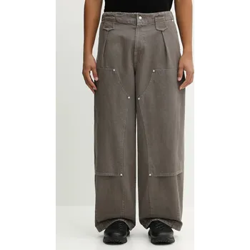Bavlněné kalhoty Kenzo Double Knee Pant pánské, hnědá barva, FF65PA2469GU, 44, 84X