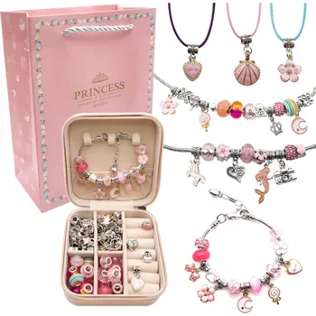 Náramek SADA KORÁLKŮ NA VÝROBU NÁRAMKŮ růžová náramek náramky