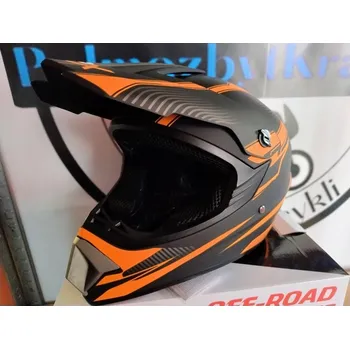 Helma na motorku ENDURO/CROSS PŘILBA NA ČTYŘKOLKU, ATV, PITBIKE, KOLO, BMX, KOLOBĚŽKU - ČERNO-ORANŽOVÁ, VELIKOST S